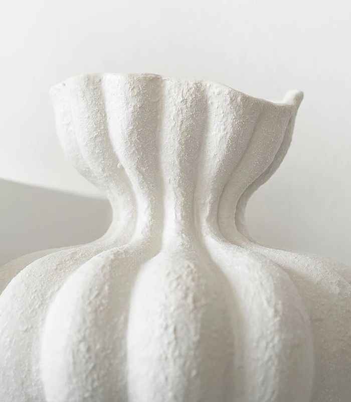Ceramic vase – Large white design – Handcrafted textured finish – Unique home decor piece 2