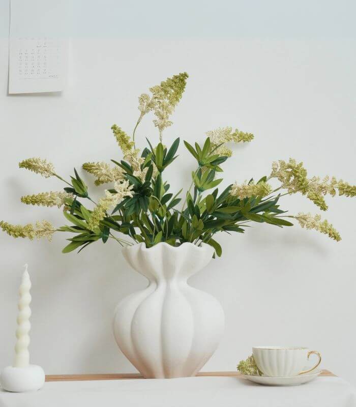 Ceramic vase – Large white design – Handcrafted textured finish – Unique home decor piece 3