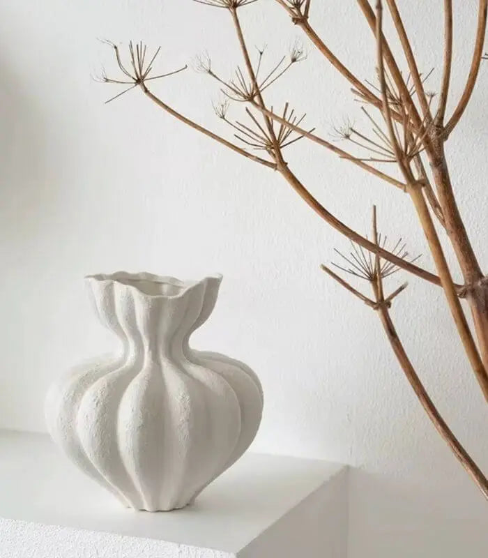 Ceramic vase – Large white design – Handcrafted textured finish – Unique home decor piece 5