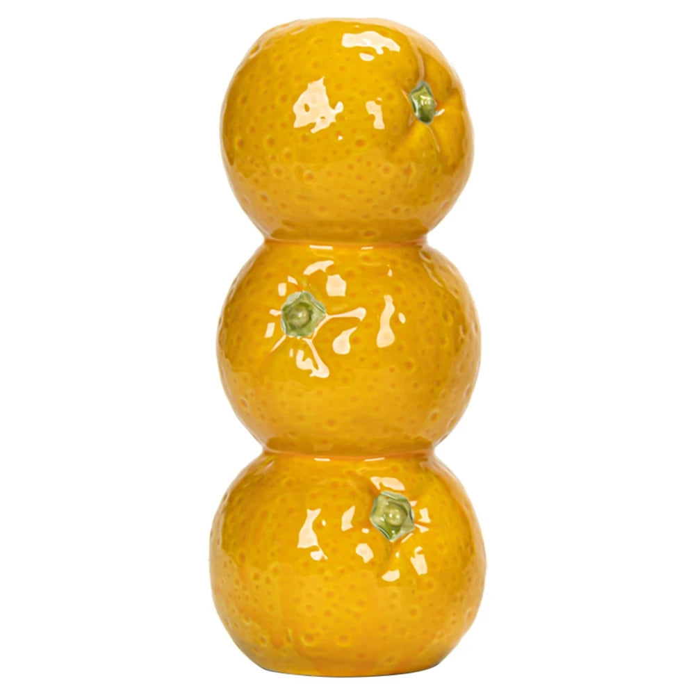 Ceramic vase – Minimalist design – Orange and lemon motif – Elegant flower vase for home decor 4