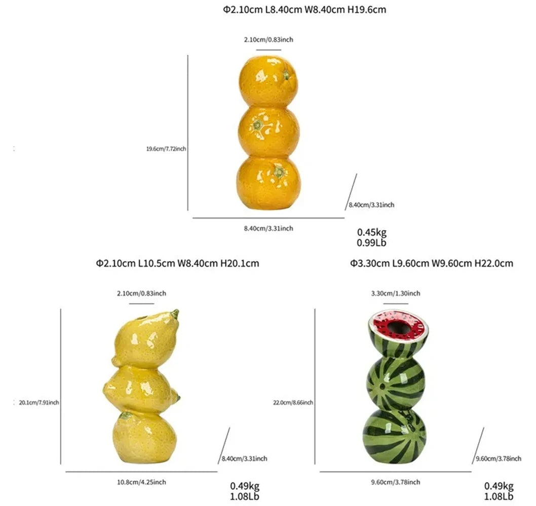 Ceramic vase – Minimalist design – Orange and lemon motif – Elegant flower vase for home decor 5