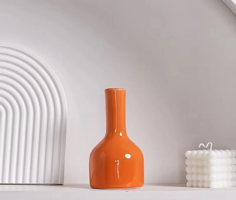 Ceramic vase – Sleek minimalist design – Vibrant orange – Modern home decor 6