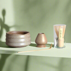 Ceremonial Matcha Tea Set – Japanese 4-Piece Kit with Ceramic Bowl, Bamboo Whisk, Whisk Holder & Scoop