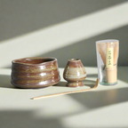 Ceremonial Matcha Tea Set – Japanese 4-Piece Kit with Ceramic Bowl, Bamboo Whisk, Whisk Holder & Scoop