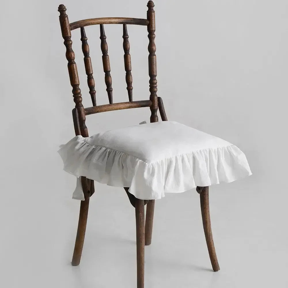 Chair cushion cover – 100% cotton – Ruffled design – Customizable size for dining chairs 1