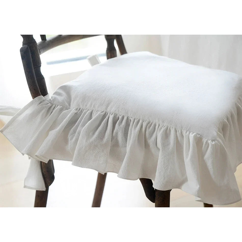 Chair cushion cover – 100% cotton – Ruffled design – Customizable size for dining chairs 3