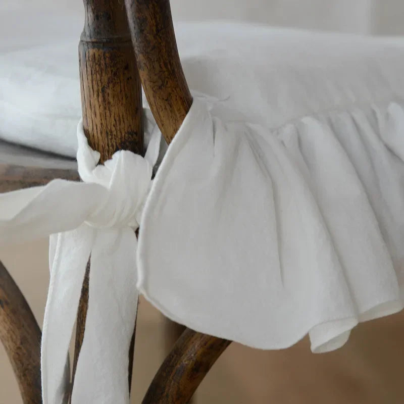 Chair cushion cover – 100% cotton – Ruffled design – Customizable size for dining chairs 4