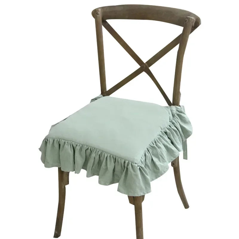 Chair cushion cover – 100% cotton – Ruffled design – Customizable size for dining chairs 6