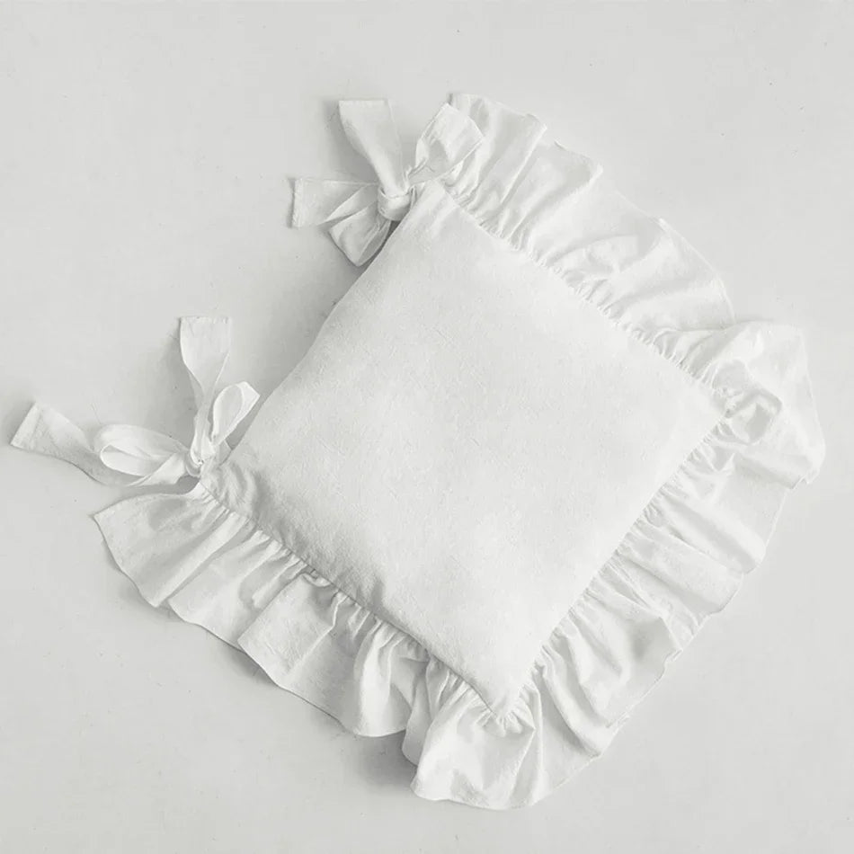 Chair cushion cover – 100% cotton – Ruffled design – Customizable size for dining chairs 7