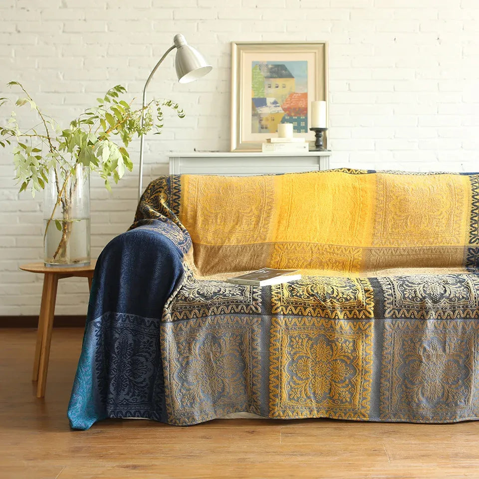 Chenille couch cover – Soft Moroccan design – Multi-functional throw blanket – Cozy home accessory 0