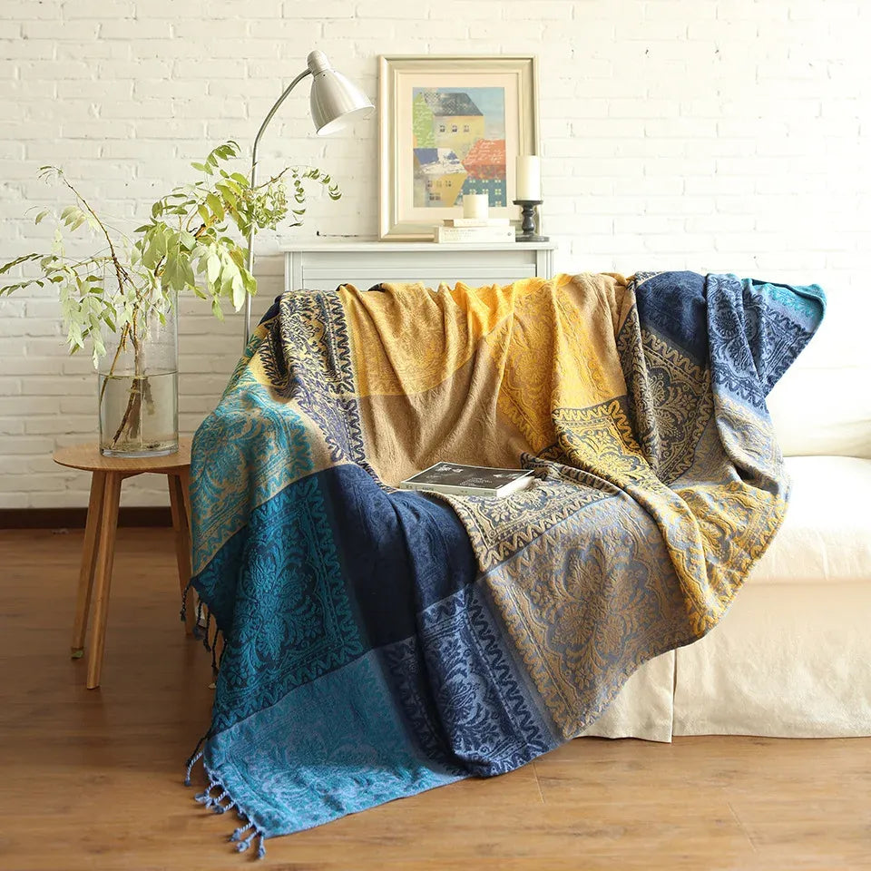 Chenille couch cover – Soft Moroccan design – Multi-functional throw blanket – Cozy home accessory 2