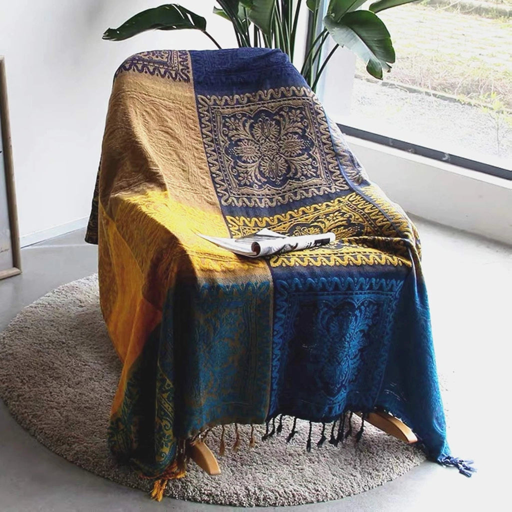 Chenille couch cover – Soft Moroccan design – Multi-functional throw blanket – Cozy home accessory 4