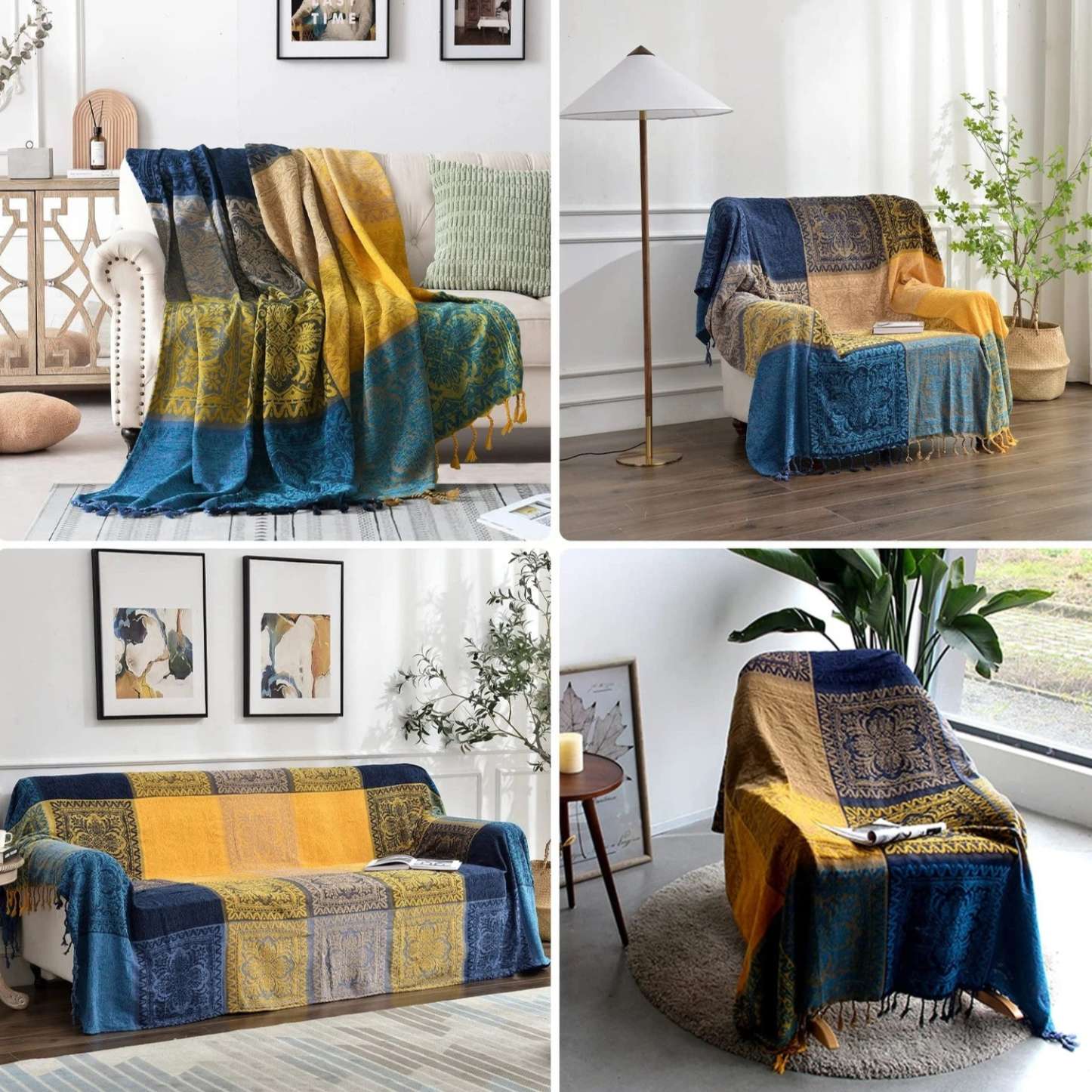 Chenille couch cover – Soft Moroccan design – Multi-functional throw blanket – Cozy home accessory 6