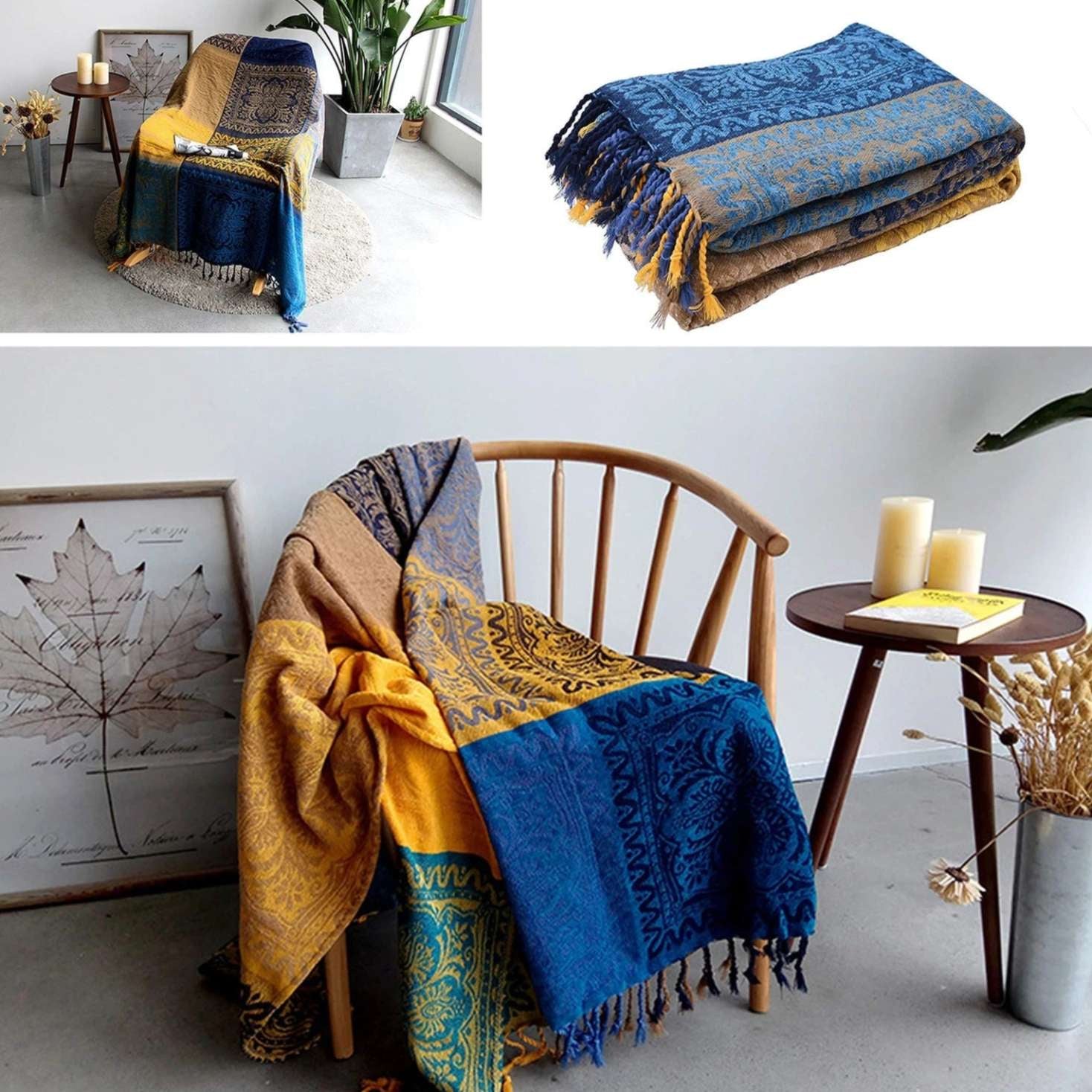 Chenille couch cover – Soft Moroccan design – Multi-functional throw blanket – Cozy home accessory 7
