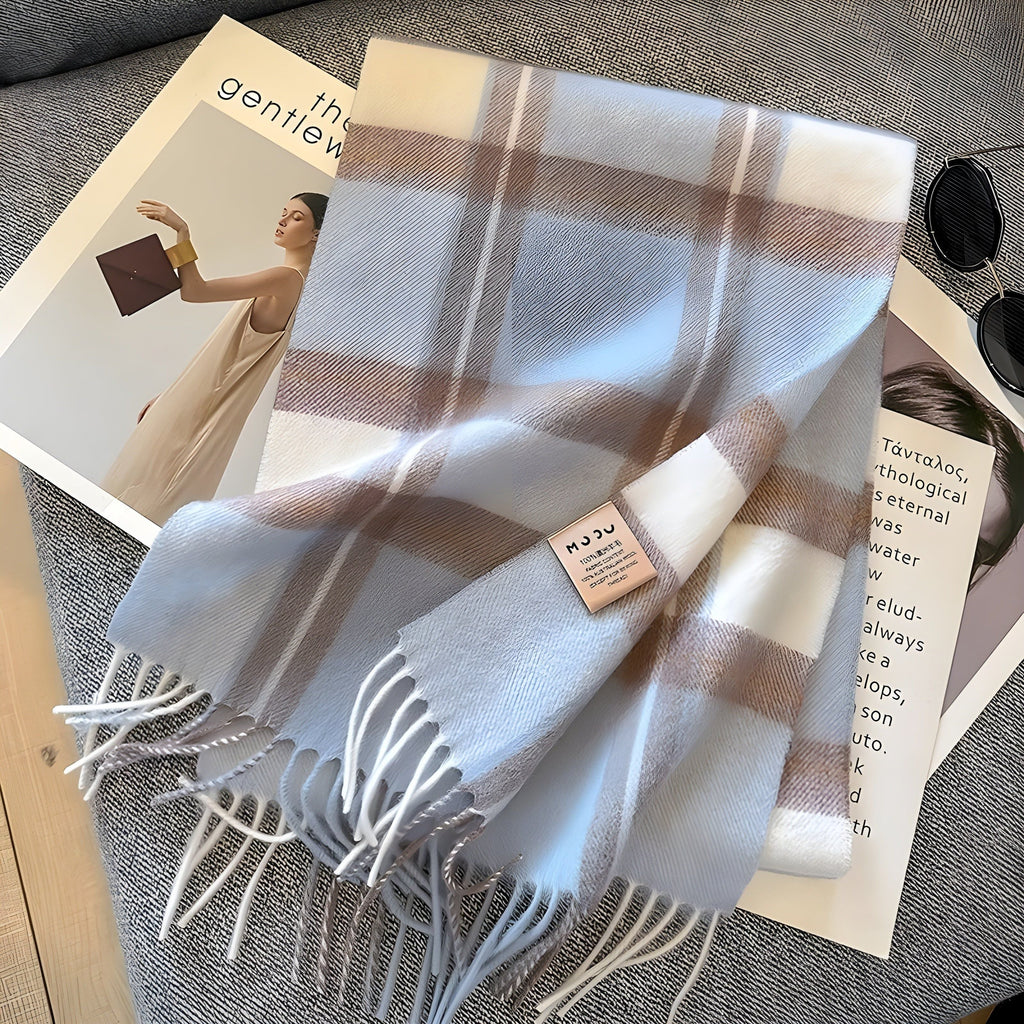 Chic Collection | Cashmere Scarf with Checked Pattern Ð Luxurious Warmth for Women 15