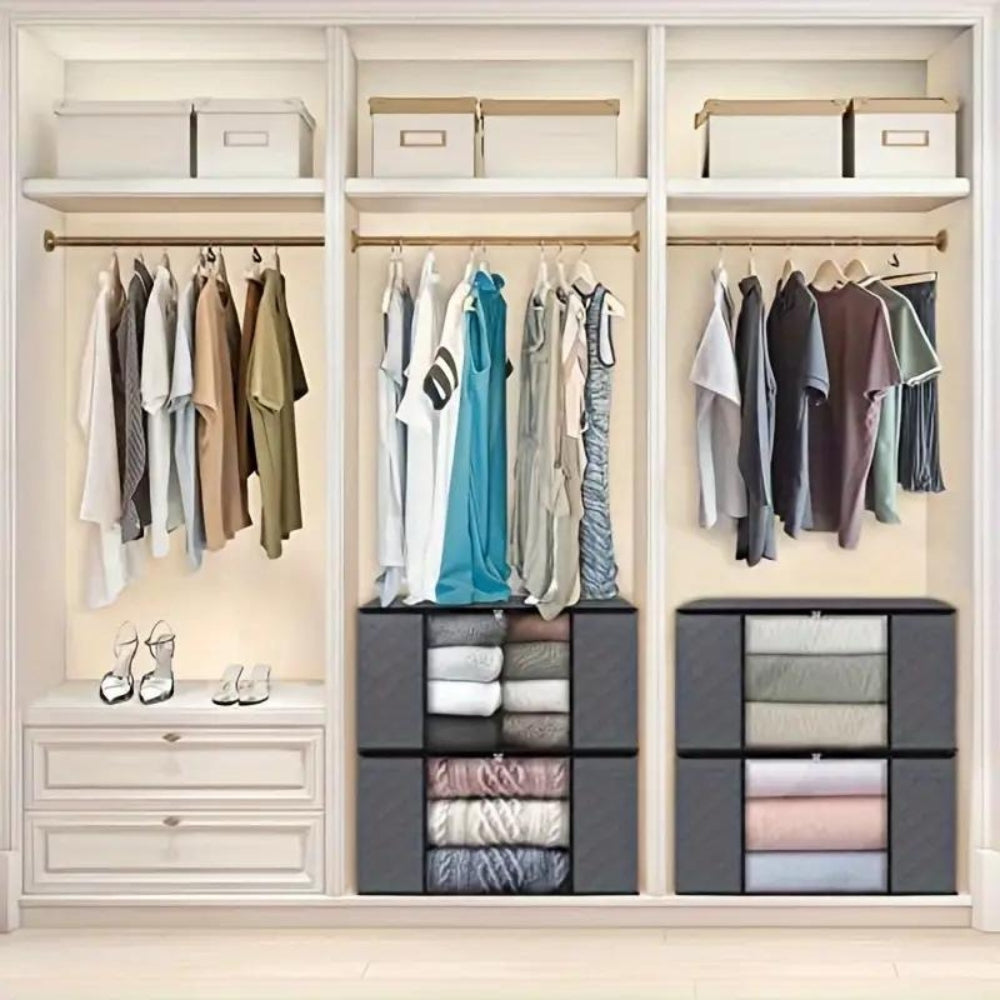 Clothes storage bag – Durable fabric – Foldable design – Space-saving organization solution – Neutral tones 4
