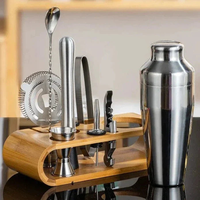 Cocktail shaker set – Premium stainless steel – 10-piece bar tool kit – Elegant home mixology essentials 1