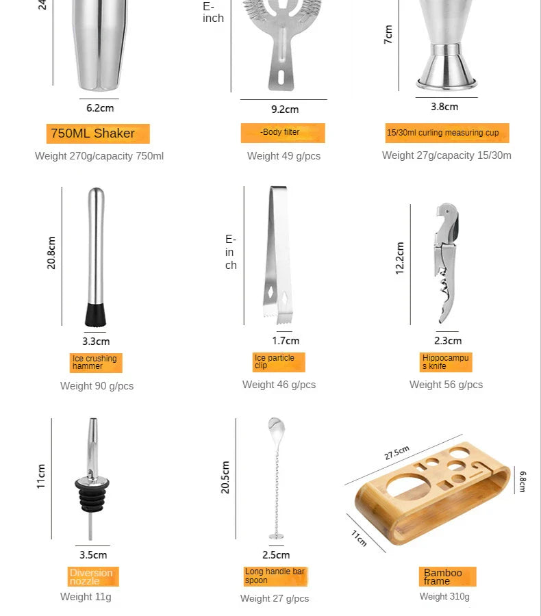 Cocktail shaker set – Premium stainless steel – 10-piece bar tool kit – Elegant home mixology essentials 7