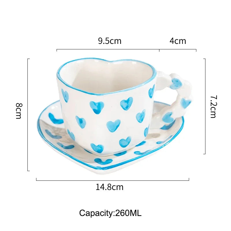 Coffee cup – High-quality ceramic – Heart shape design – 260ml capacity – Charming gift for special occasions 2