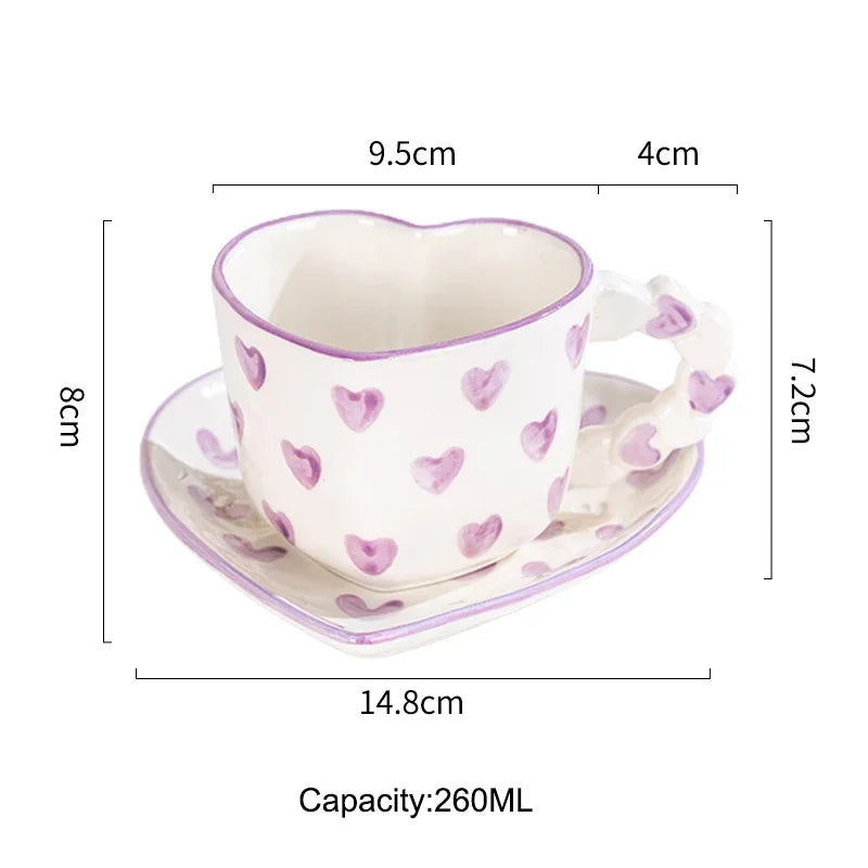 Coffee cup – High-quality ceramic – Heart shape design – 260ml capacity – Charming gift for special occasions 3