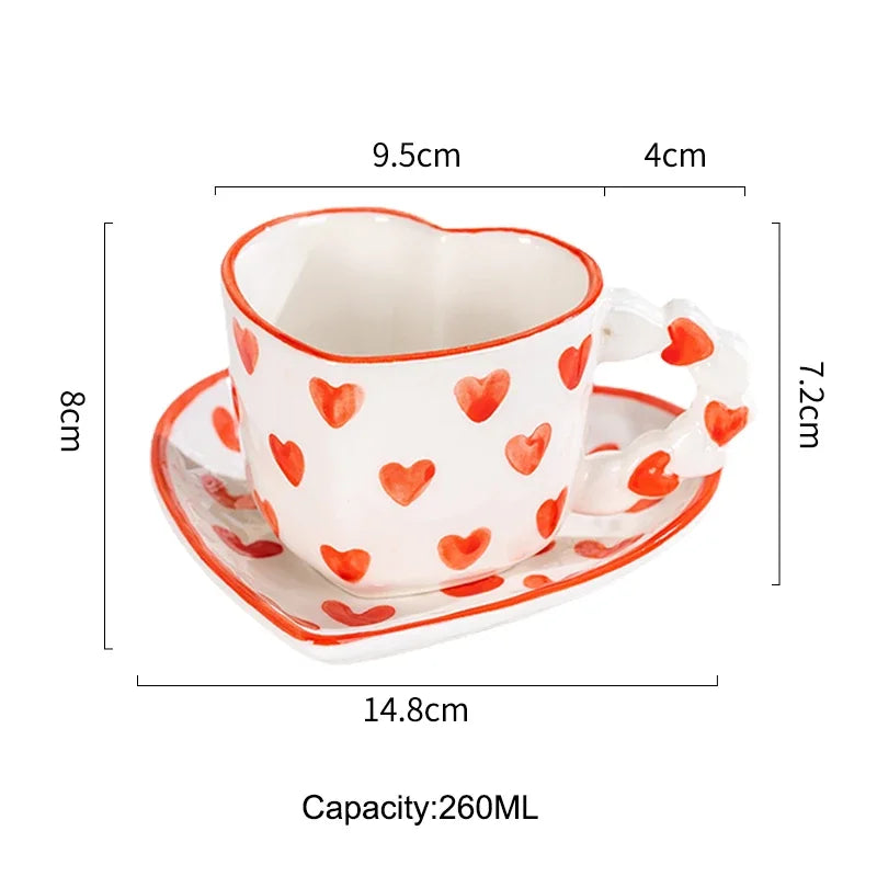 Coffee cup – High-quality ceramic – Heart shape design – 260ml capacity – Charming gift for special occasions 4