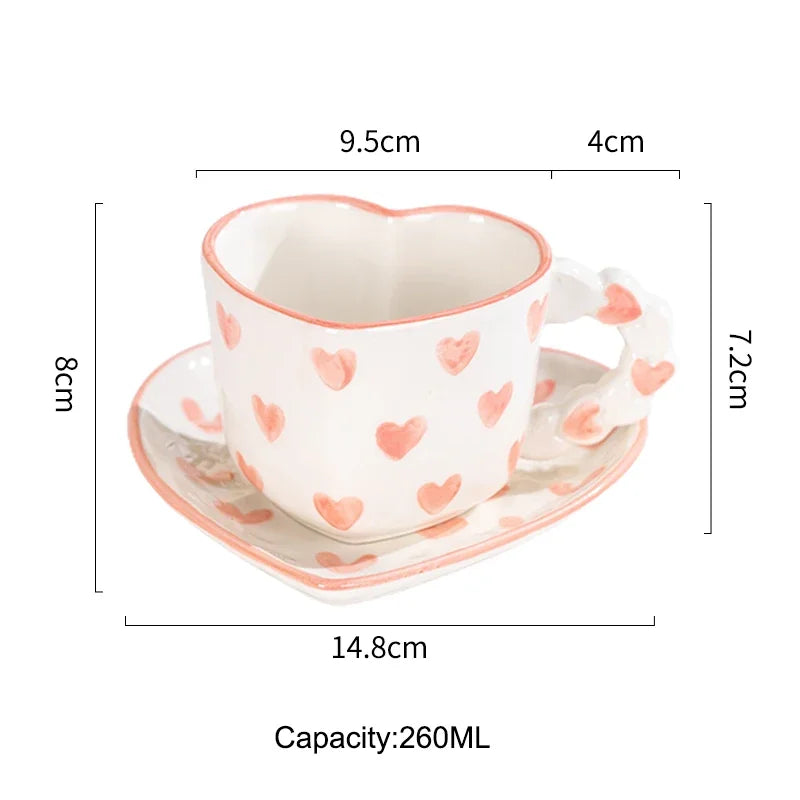 Coffee cup – High-quality ceramic – Heart shape design – 260ml capacity – Charming gift for special occasions 5