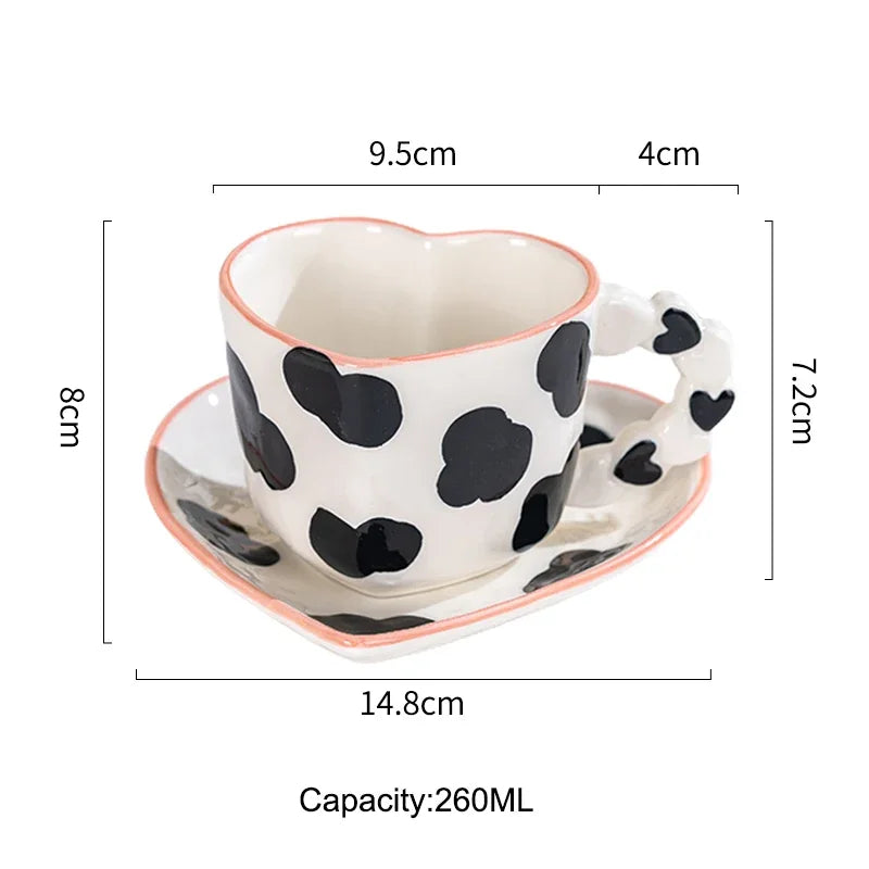 Coffee cup – High-quality ceramic – Heart shape design – 260ml capacity – Charming gift for special occasions 6