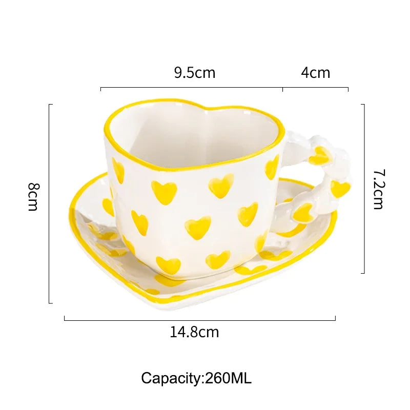 Coffee cup – High-quality ceramic – Heart shape design – 260ml capacity – Charming gift for special occasions 7