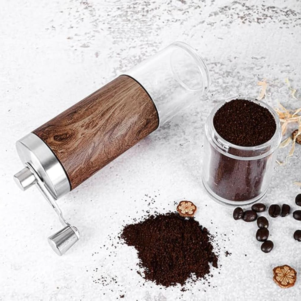 Coffee grinder – Portable wooden design – Stainless steel – Ideal for travel and home use 0