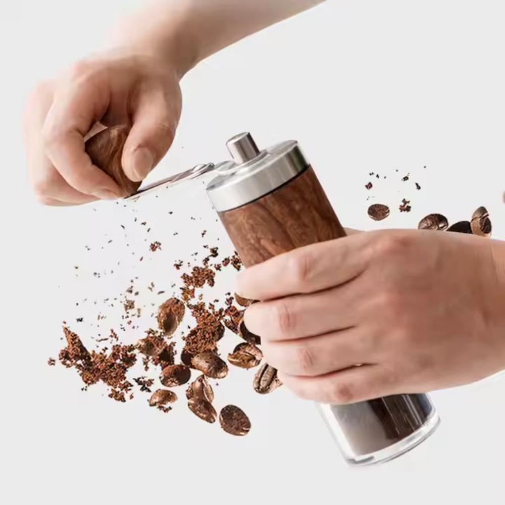 Coffee grinder – Portable wooden design – Stainless steel – Ideal for travel and home use 1