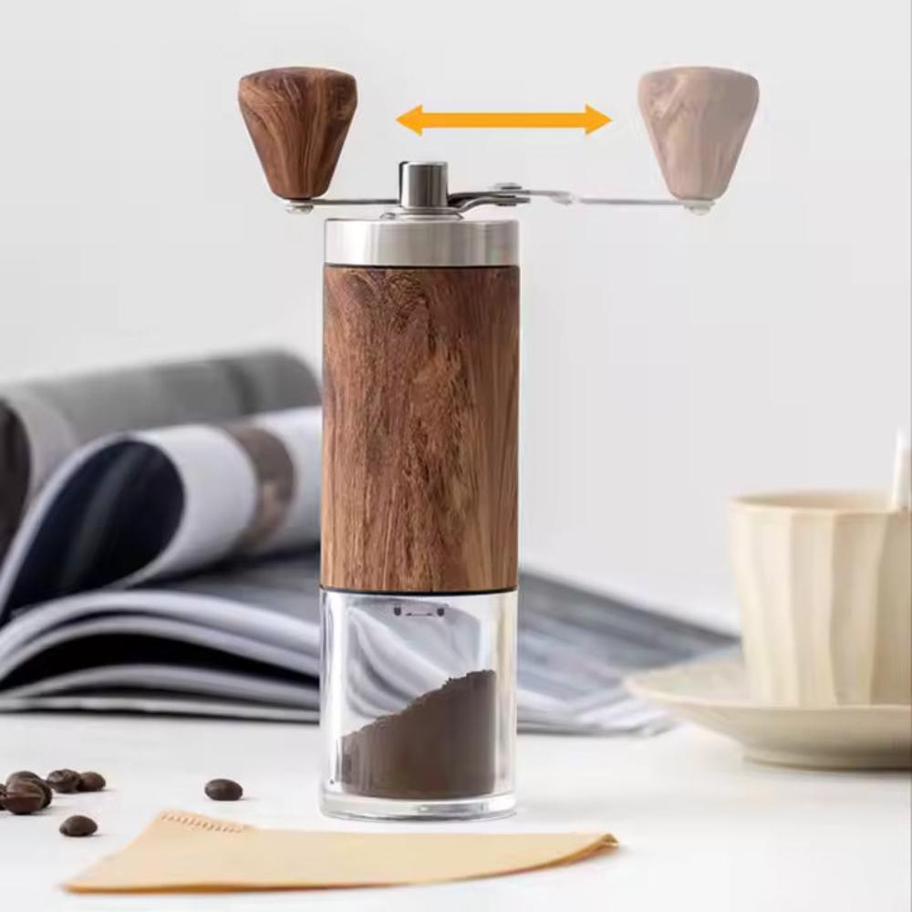 Coffee grinder – Portable wooden design – Stainless steel – Ideal for travel and home use 2