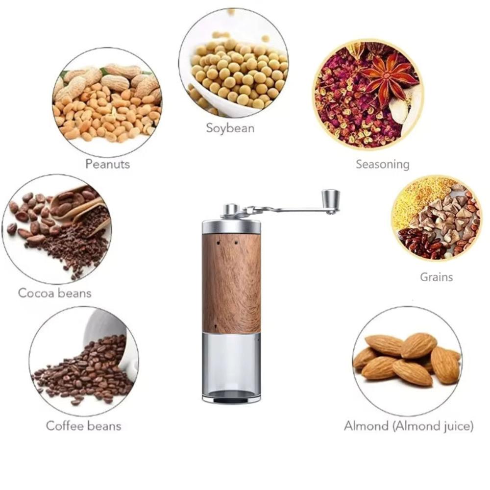Coffee grinder – Portable wooden design – Stainless steel – Ideal for travel and home use 4