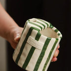 Coffee mug – Hand-painted ceramic – Multi-colored retro stripes – Insulated and eco-friendly 2