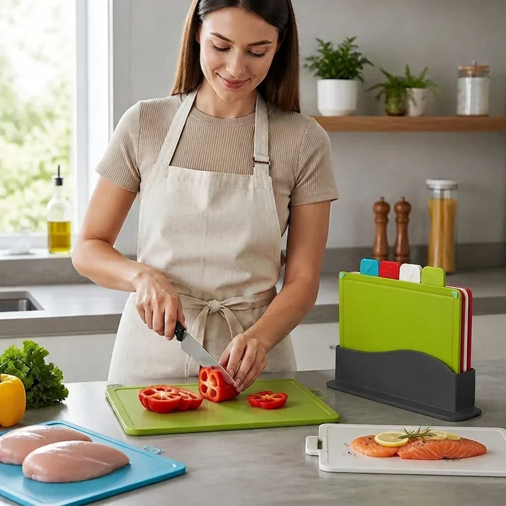 Color-Coded Cutting Board Set – Non-Slip & Dishwasher-Safe 1