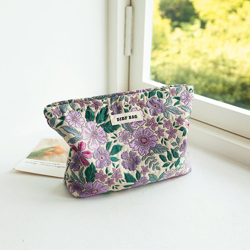 Cosmetic bag – Durable fabric – Green seaweed design – Large capacity travel makeup bag with multiple compartments 12