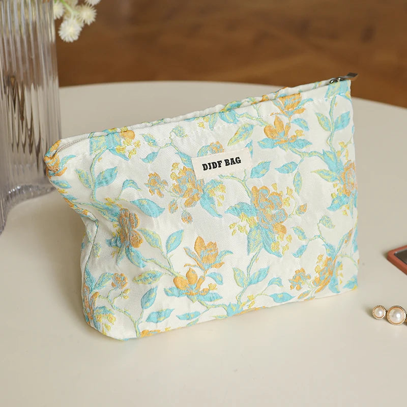 Cosmetic bag – Durable fabric – Green seaweed design – Large capacity travel makeup bag with multiple compartments 14
