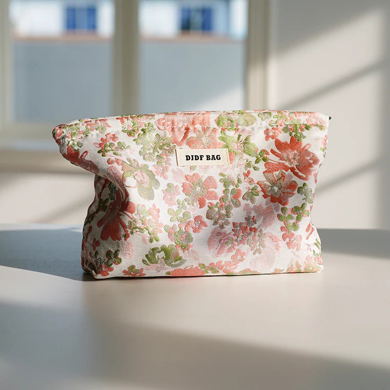 Cosmetic bag – Durable fabric – Green seaweed design – Large capacity travel makeup bag with multiple compartments 16