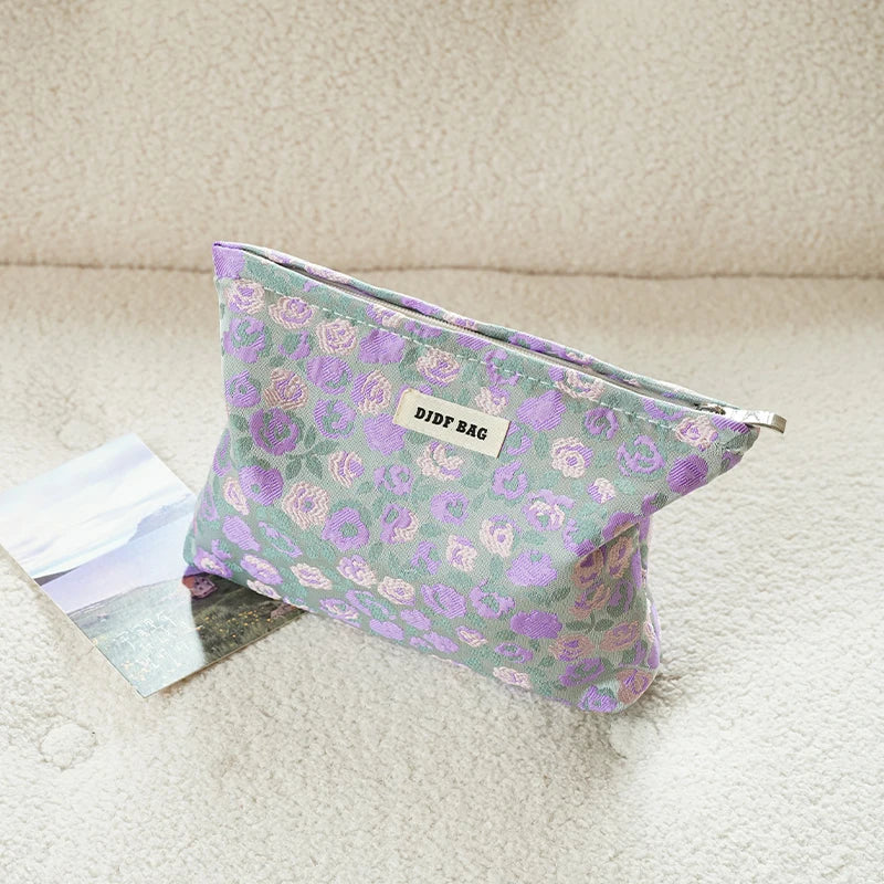 Cosmetic bag – Durable fabric – Green seaweed design – Large capacity travel makeup bag with multiple compartments 22