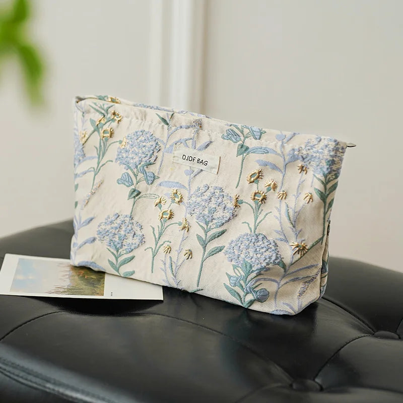 Cosmetic bag – Durable fabric – Green seaweed design – Large capacity travel makeup bag with multiple compartments 23