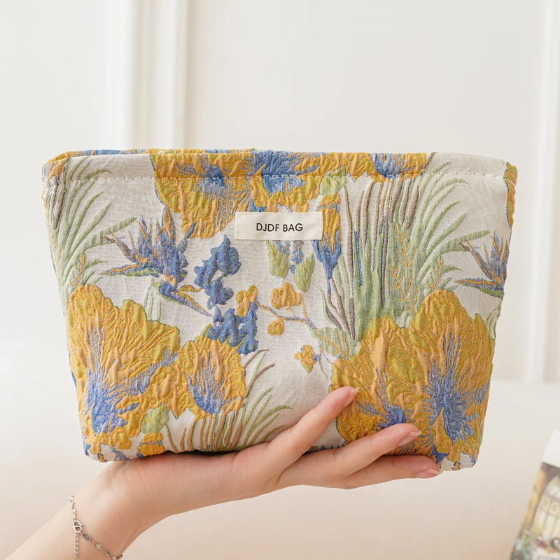 Cosmetic bag – Durable fabric – Green seaweed design – Large capacity travel makeup bag with multiple compartments 25