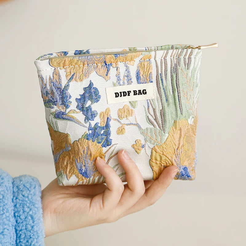 Cosmetic bag – Durable fabric – Green seaweed design – Large capacity travel makeup bag with multiple compartments 28