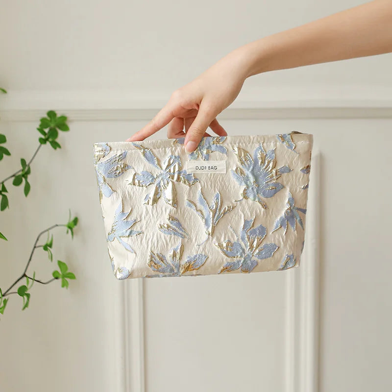 Cosmetic bag – Durable fabric – Green seaweed design – Large capacity travel makeup bag with multiple compartments 34