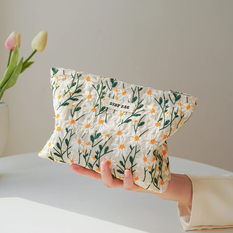 Cosmetic bag – Durable fabric – Green seaweed design – Large capacity travel makeup bag with multiple compartments 8