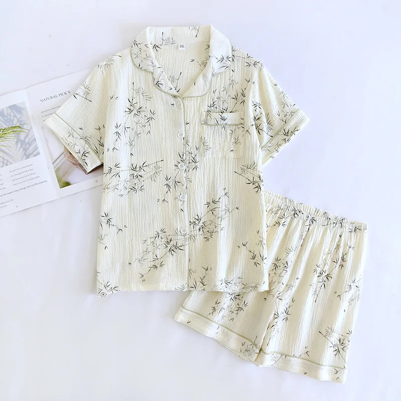 Cotton Couples Pajamas Set - Matching PJs for Couples, Breathable Short Sleeve and Shorts for Home Comfort 0