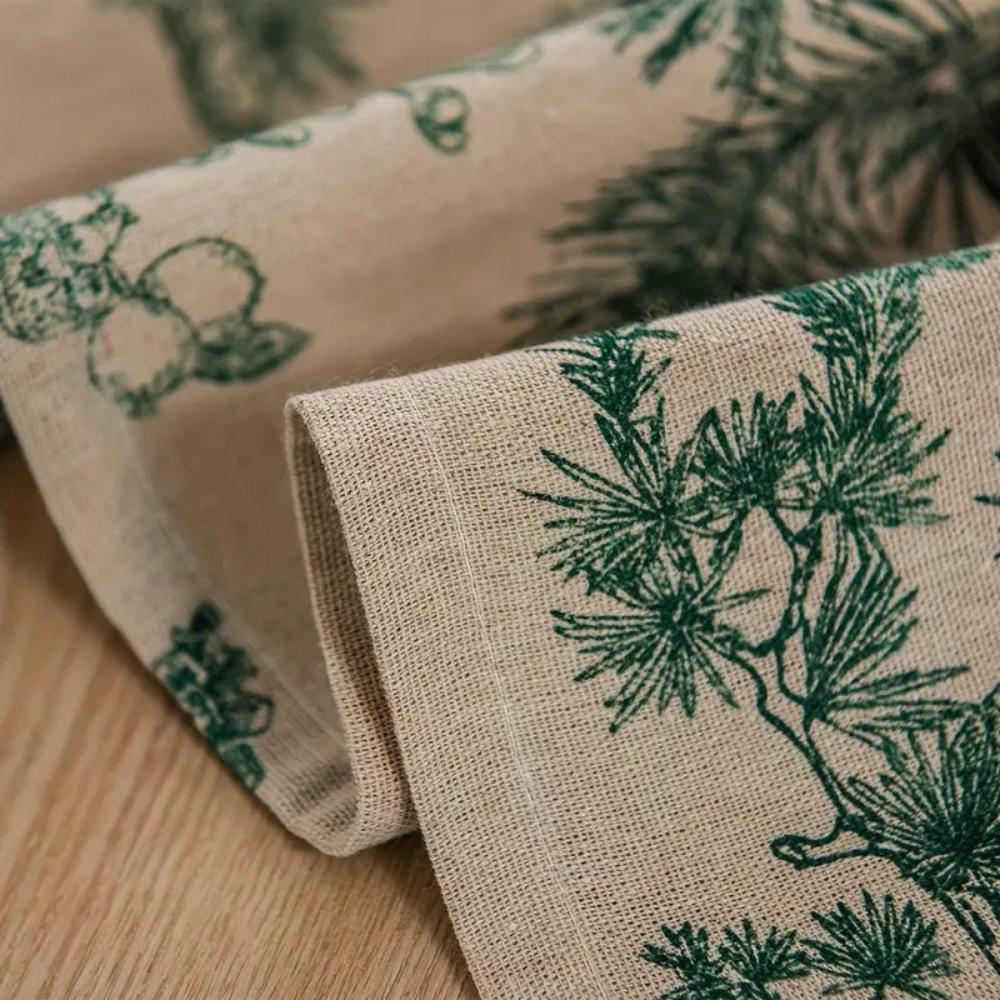 Cotton Dining Table Cloth with Rustic Pine and Bird Print, 60 x 84 Inches, Machine Washable Dining Room Table Cover 5