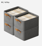 Stylish gray cotton linen storage basket with sturdy handles, designed for easy carrying. Foldable for convenient storage, perfect for organizing toys, clothes, or 10