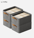 Stylish gray cotton linen storage basket with sturdy handles, designed for easy carrying. Foldable for convenient storage, perfect for organizing toys, clothes, or 11