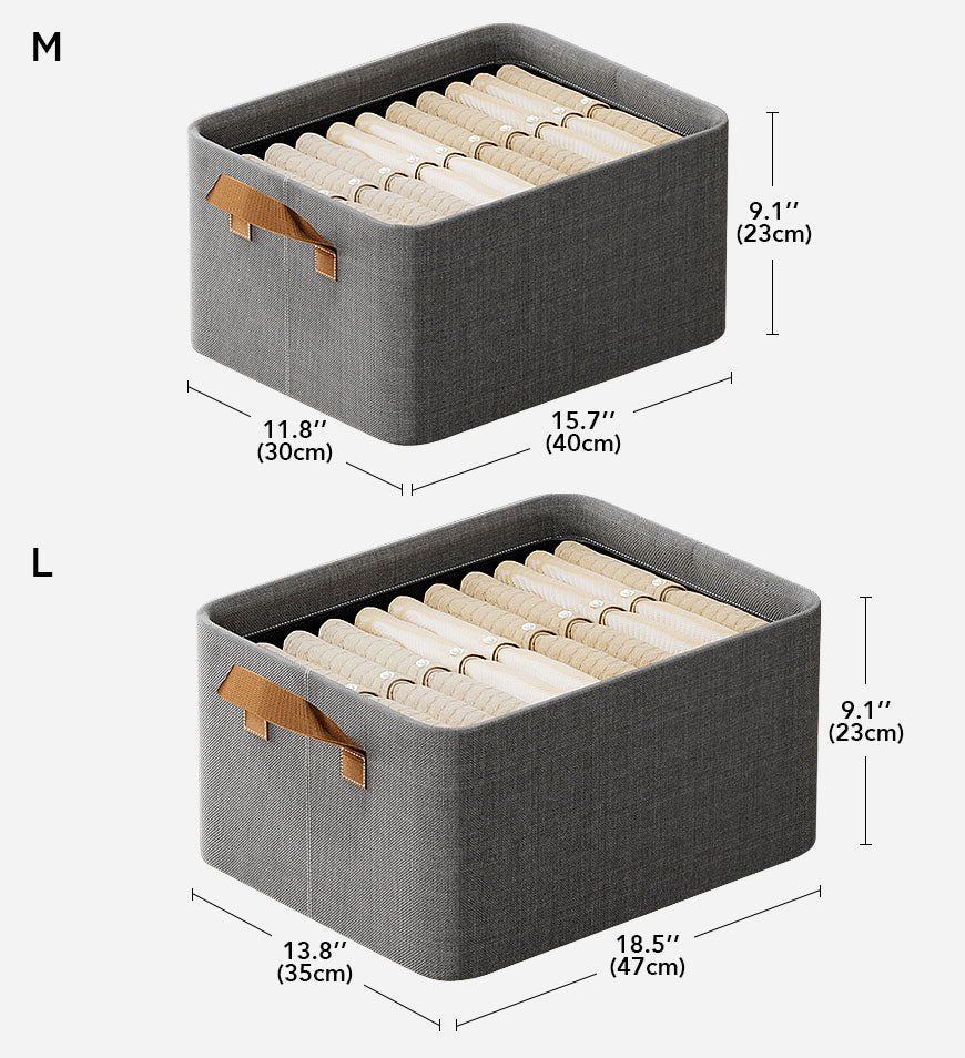 Stylish gray cotton linen storage basket with sturdy handles, designed for easy carrying. Foldable for convenient storage, perfect for organizing toys, clothes, or 8