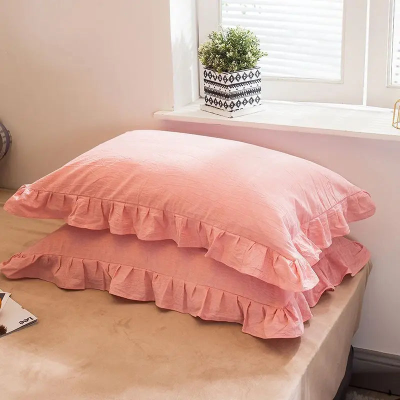 Cotton Pillowcase Pair with Floral Edge Decor, Standard Size, Soft and Breathable for Kids and Adults 10