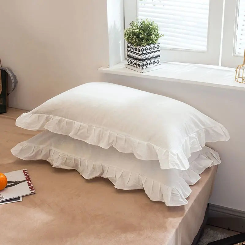 Cotton Pillowcase Pair with Floral Edge Decor, Standard Size, Soft and Breathable for Kids and Adults 11